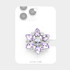 Teardrop Stone Accented Flower Adhesive Phone Grip and Stand