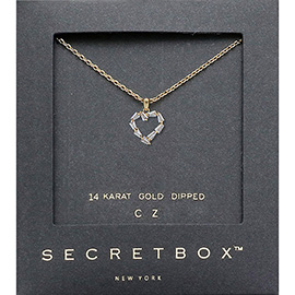 Secret Box_14K Gold Dipped CZ Heart Pendant Necklace