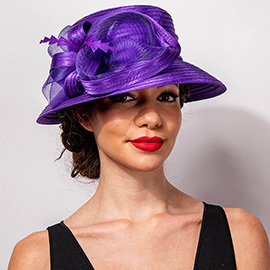 Feather Pointed Mesh Bow Dressy Hat