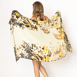 Flower Printed Oblong Scarf