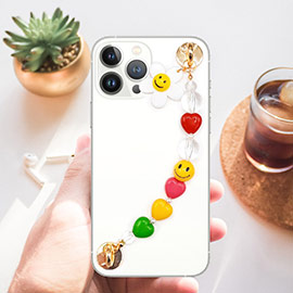 Smile Flower Charm Heart Beaded Adhesive Phone Strap