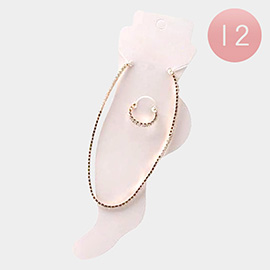 12 Set of 2 - Rhinestone Anklet Toe Ring Set