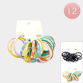 12 Set of 16 - Heart Patterned Ponytail Hair Bands