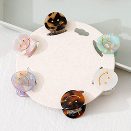 6PCS - Smile Pointed Celluloid Acetate Mini Hair Claw Clips