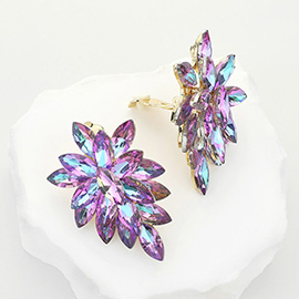 Marquise Crystal Cluster Clip on Evening Earrings