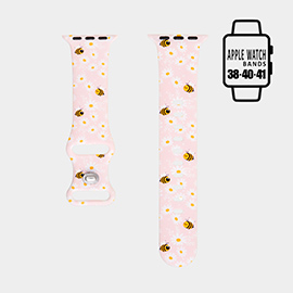 Honey Bee Flower Pattern Apple Watch Silicone Band