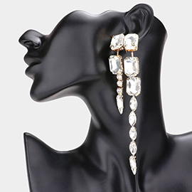 Long Dropped Multi Stone Cluster Vine Dangle Evening Earrings