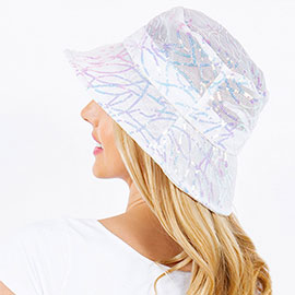 Sequin Embellished Mesh Bucket Hat
