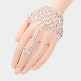 Rhinestone Pave Hand Chain Evening Bracelet