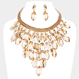 Marquise Stone Cluster Vine Evening Necklace