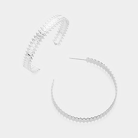 Heart Pattern Detailed Metal Hoop Earrings