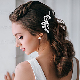 Rhinestone Leaf Hair Comb