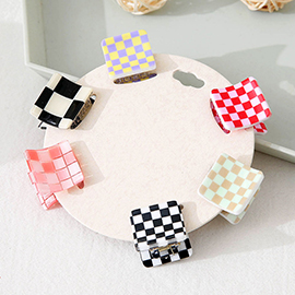 6PCS - Checkerboard Patterned Mini Hair Claw Clips