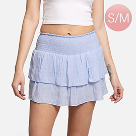 Solid Ruffle Tiered Mini Skirt
