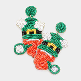 St. Patrick's Day Felt Back Leprechaun Hat Dangle Earrings