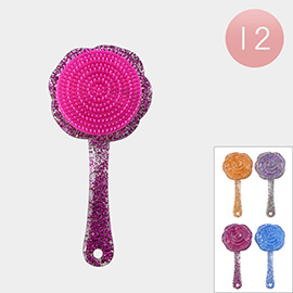 12PCS - Confetti Rose Flower Hair Brushes