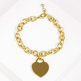 Gold Dipped Metal Heart Lock Charm Bracelet