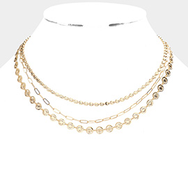 Metal Chain Triple Layered Necklace