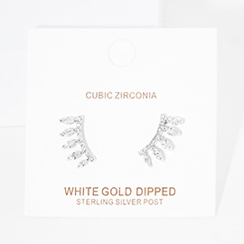 White Gold Dipped CZ Embellished Ear Crawlers