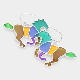 Colorful Running Horse Dangle Earrings
