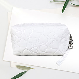 Heart Patterned Solid Pouch Bag