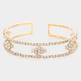 Rhinestone Marquise Accented Cuff Evening Bracelet