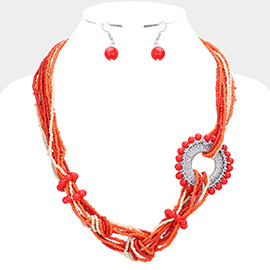 Knot Seed Beaded Multi Layered Necklace