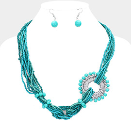 Knot Seed Beaded Multi Layered Necklace