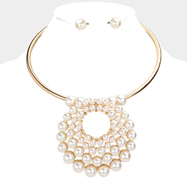 Pearl Cluster Round Choker Necklace