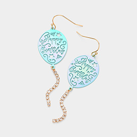 Brass Metal Happy Birthday Message Balloon Dangle Earrings
