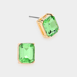 Emerald Cut Stone Stud Evening Earrings