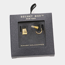 Secret Box _ 14K Gold Dipped Metal Hoop Earrings