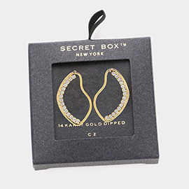 Secret Box _ 14K Gold Dipped CZ Abstract Open Metal Earrings