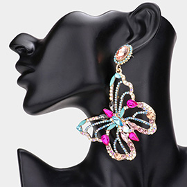 Multi Stone Embellished Butterfly Dangle Evening Earrings