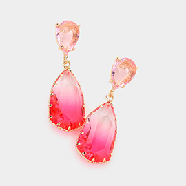 Teardrop Ombre Stone Link Dangle Evening Earrings