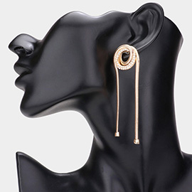 Swirl Rhinestone Embellished Metal Chain Dangle Earrings