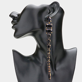 Long Dropped Multi Stone Cluster Vine Dangle Evening Earrings