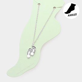 Rhinestone Embellished Metal Flip Flop Charm Anklet