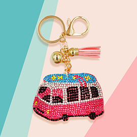 Bling Bus Tassel Keychain