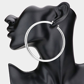 3 Inch Metal Hoop Pin Catch Earrings