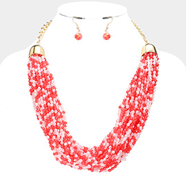 Faceted Beaded Multi Layered Necklace