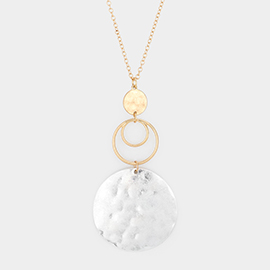 Geometric Metal Circle Link Pendant Long Necklace