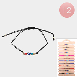12PCS - Evil Eye Heart Adjustable Bracelets
