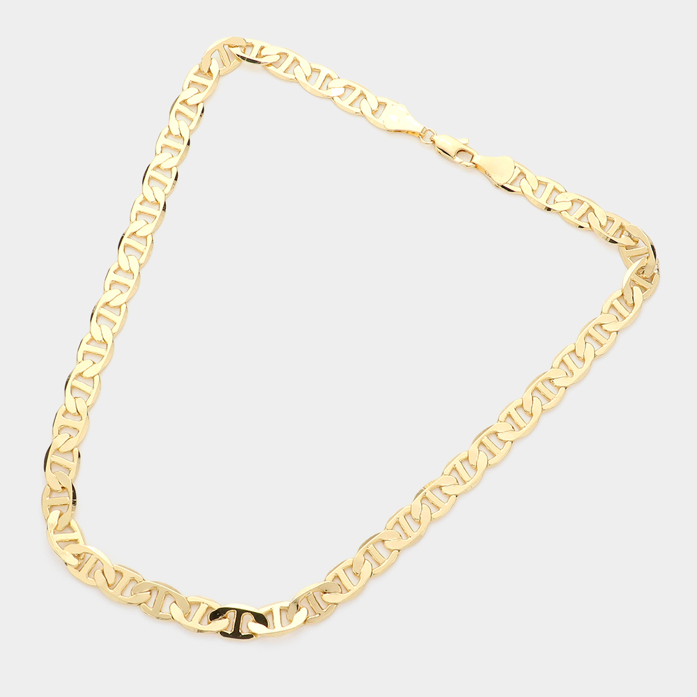 Gold Plated 18 Inch 8mm Mariner Metal Chain Necklace