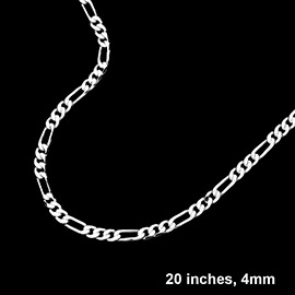 Silver Plated 20 Inch 4mm Figaro Metal Chain Necklace