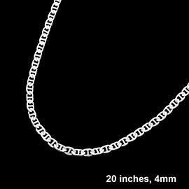 Silver Plated 20 Inch 4mm Mariner Metal Chain Necklace