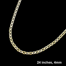 Gold Plated 24 Inch 4mm Mariner Metal Chain Necklace