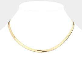 Gold Plated 16 Inch 5mm Herringbone Metal Chain Necklace