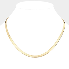Gold Plated 18 Inch 5mm Herringbone Metal Chain Necklace
