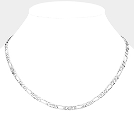 Silver Plated 18 Inch 5mm Figaro Metal Chain Necklace